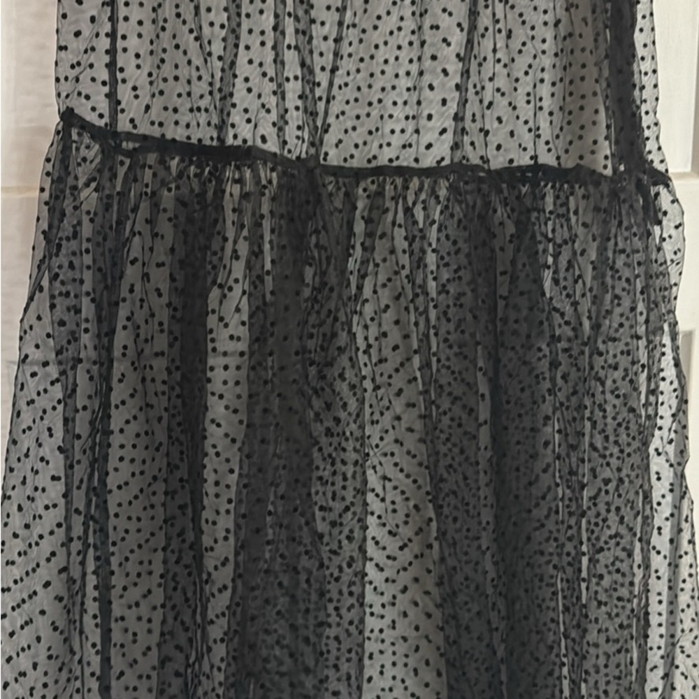 H&M Black Sheer Polka Dot A-Line Skirt